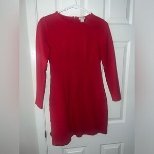 Red longsleeve fitted J Crew Dress